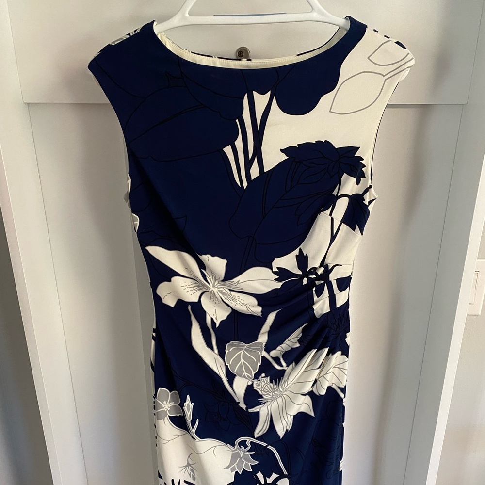 Ralph Lauren Cocktail Dress. Size 6. Blue ivy pattern